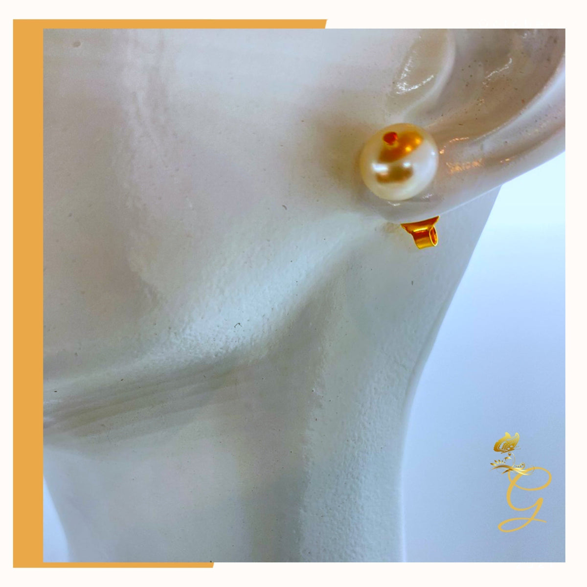 Parure Collier (45 cm) et Boucles d'Oreilles Perles Blanches en Or Véritable 18 carats