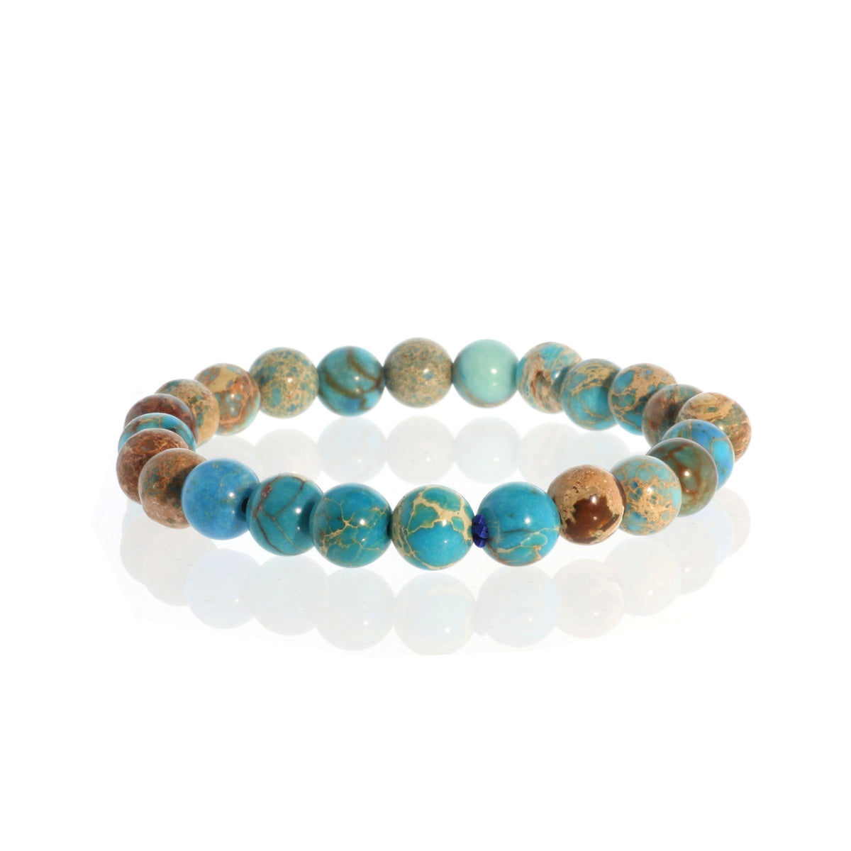 Turquoise Impression Jasper Round Bracelet - 8mm (Enhanced)