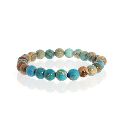 Turquoise Impression Jasper Round Bracelet - 8mm (Enhanced)