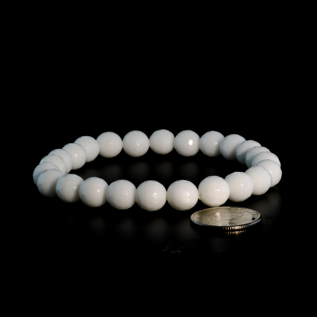 Porcelain White Faceted Round Bracelet - 8mm