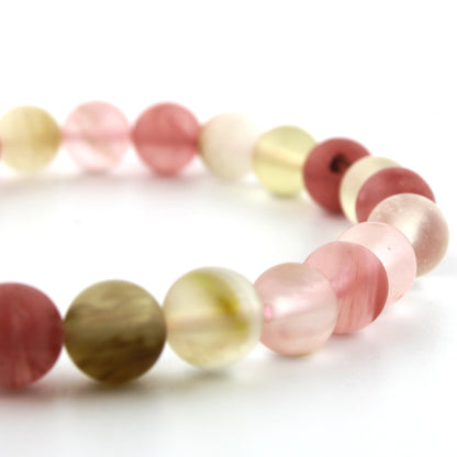 Watermelon Quartz Matte Round Bracelet - 8mm