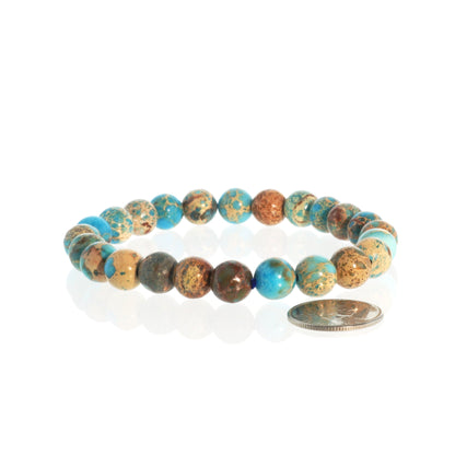 Turquoise Impression Jasper Round Bracelet - 8mm (Enhanced)