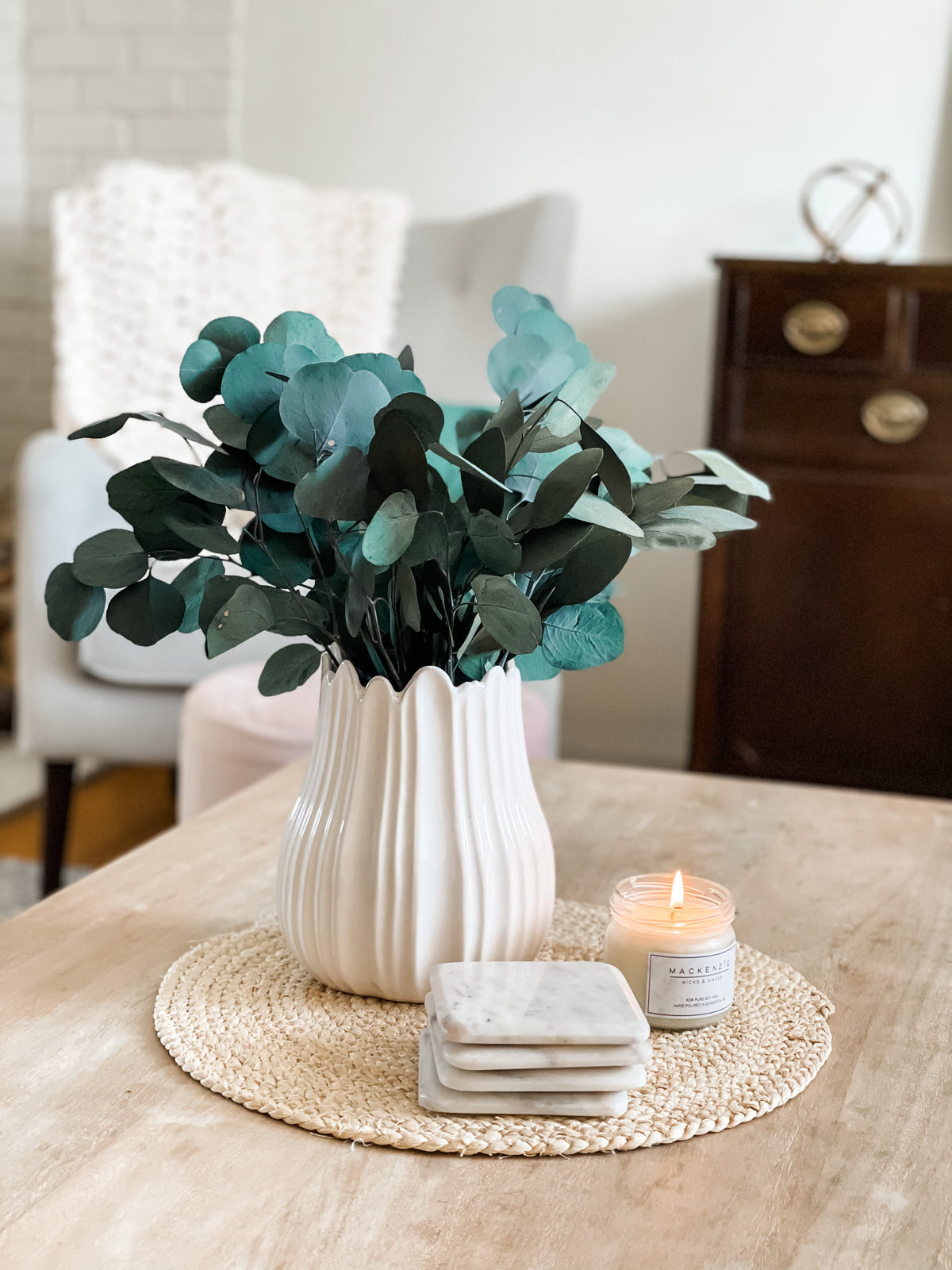Bouquet d'eucalyptus Dollar d'argent stabilisé