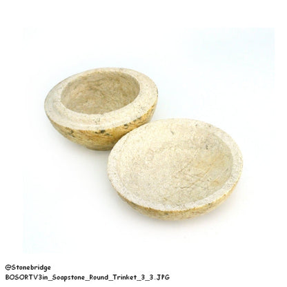 Soapstone Trinket Box - Round Top Varnished 3"