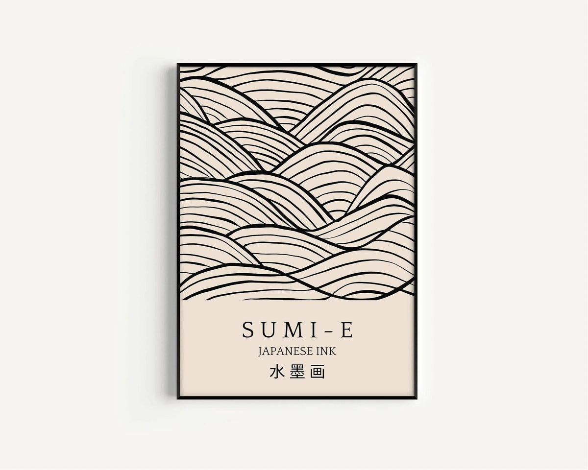 Sumi-E Art Print: Japanese Ink Brush Strokes, Giclee Quality