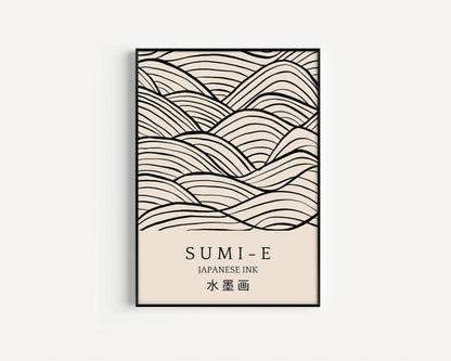 Sumi-E Art Print: Japanese Ink Brush Strokes, Giclee Quality