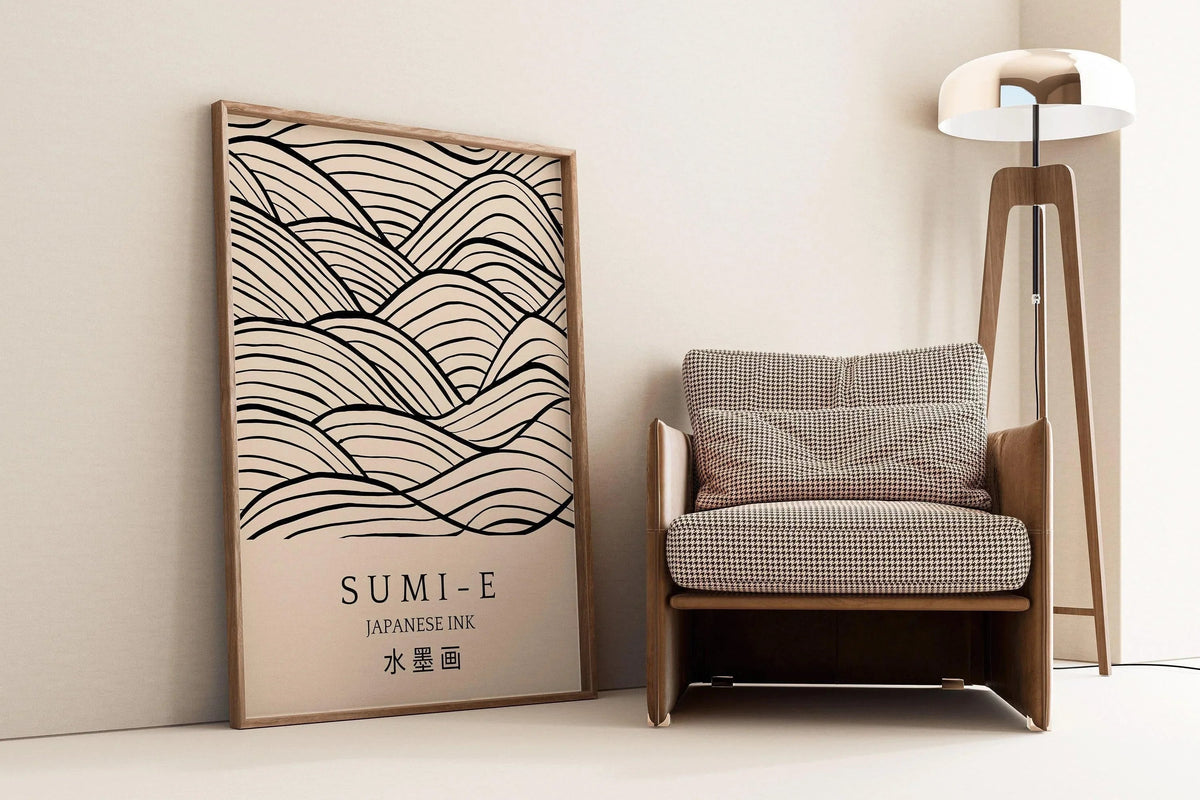 Sumi-E Art Print: Japanese Ink Brush Strokes, Giclee Quality