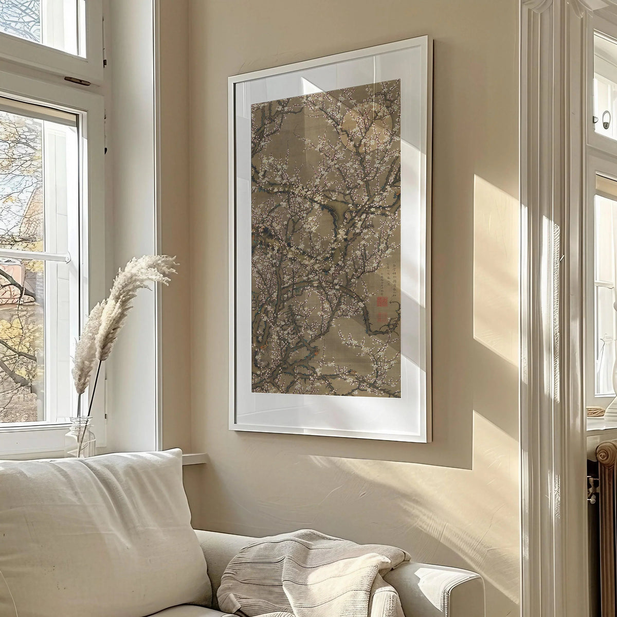 Estampe Giclée "Fleurs de Prunier Blanches" de Jakuchu Ito : Art Botanique Asiatique Vintage