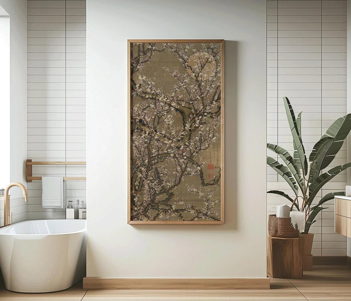 Estampe Giclée "Fleurs de Prunier Blanches" de Jakuchu Ito : Art Botanique Asiatique Vintage