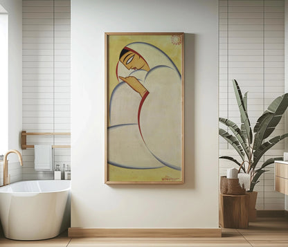 Jamini Roy Print: Bengali Woman Portrait, Vintage Indian Art
