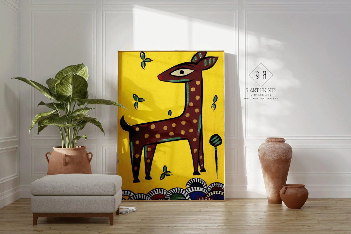 Jamini Roy - Fawn (Horinchhana) | Bengali Art (available handframed or unframed)