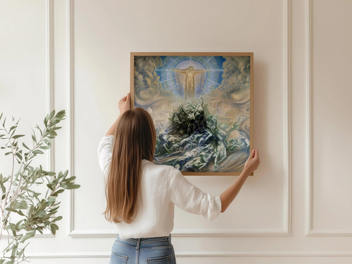 Jean Delville "Mon de Dieu" Giclee Art Print: Esoteric Symbolism, Beige Monochrome