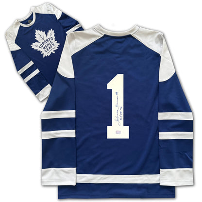 Johnny Bower Signed Toronto Hockey Fan Jersey - Blue, X-Large