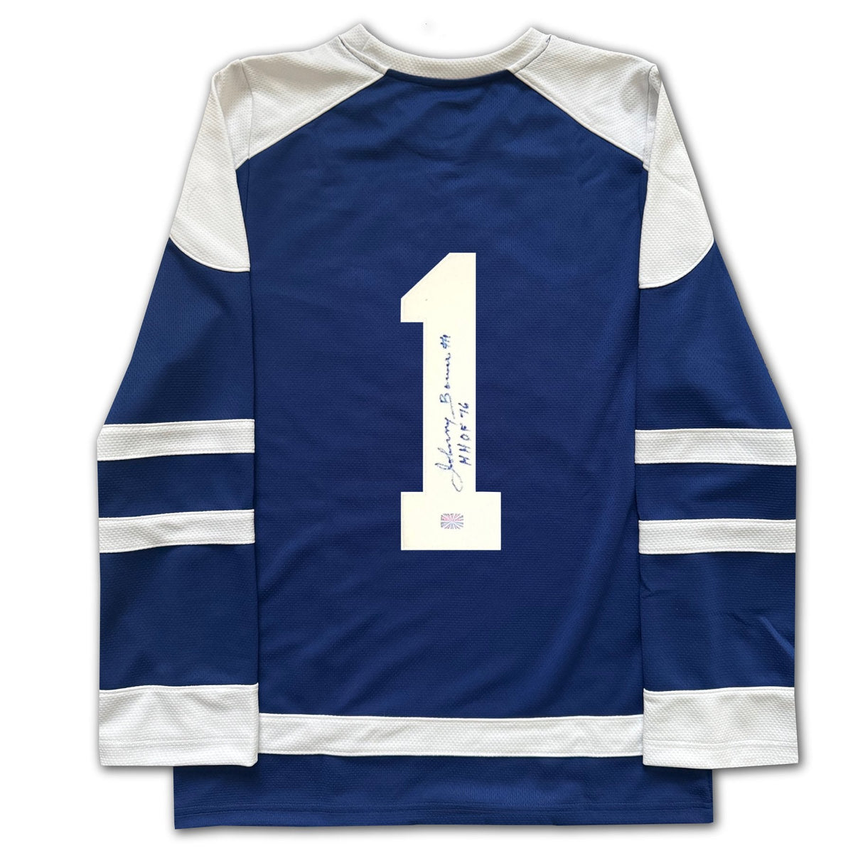Johnny Bower Signed Toronto Hockey Fan Jersey - Blue, X-Large