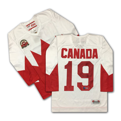 MAILLOT BLANC SIGNÉ PAUL HENDERSON ÉQUIPE CANADA 1972 - SÉRIE DU SOMMET