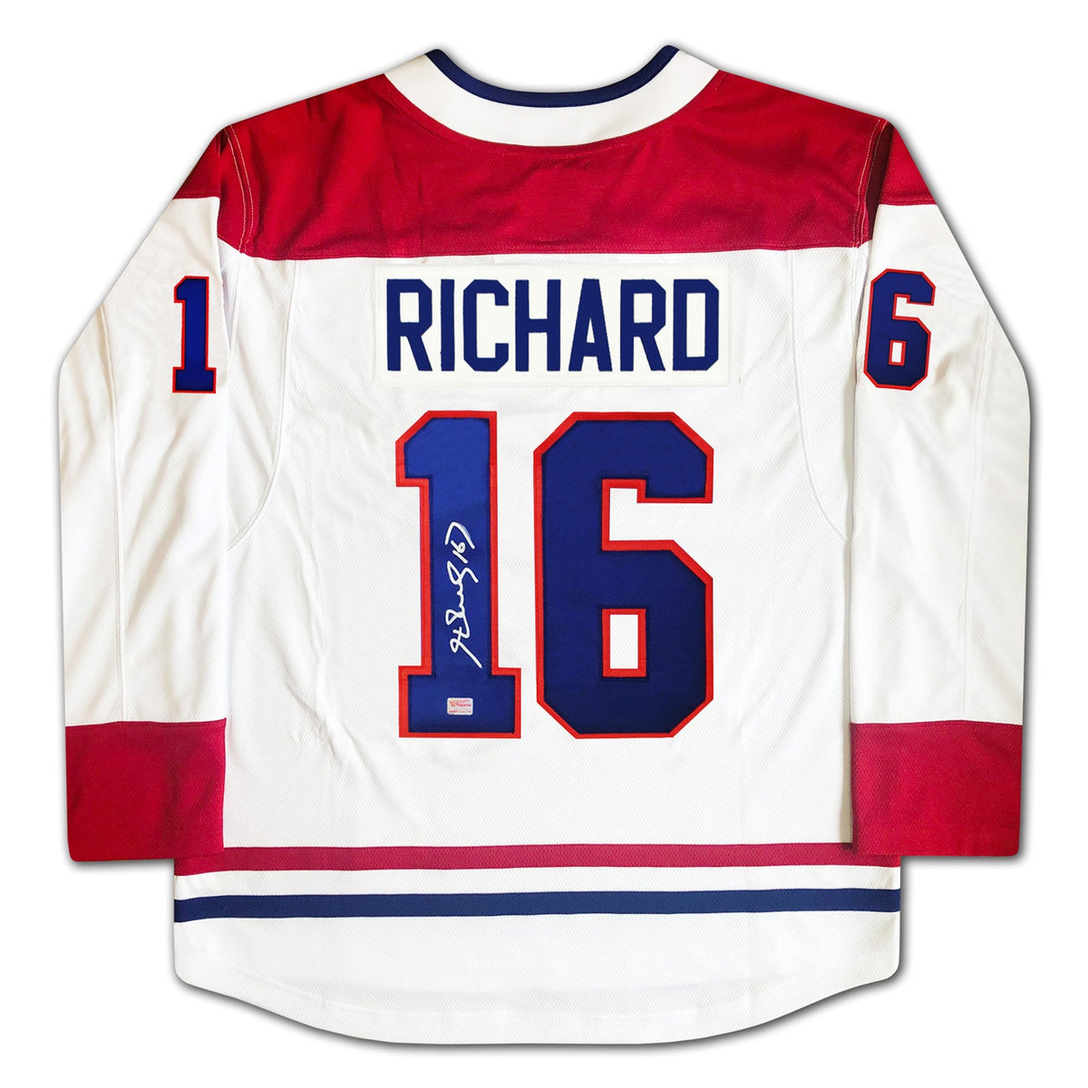 MAILLOT BLANC DES CANADIENS DE MONTRÉAL AUTOGRAPHÉ PAR HENRI RICHARD – OBJET DE COLLECTION DE HOCKEY DE LA LNH SIGNÉ (TAILLE L OU XL)