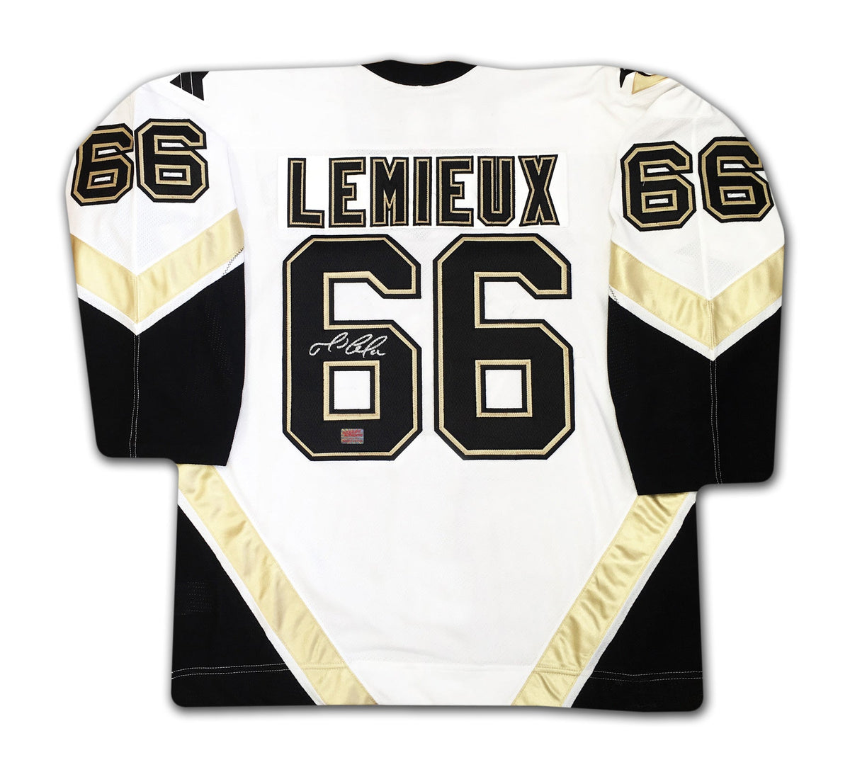 MAILLOT BLANC DES PENGUINS DE PITTSBURGH AUTOGRAPHÉ PAR MARIO LEMIEUX – ARTICLE DE COLLECTION NHL DÉDICACÉ (TAILLE L OU XL)
