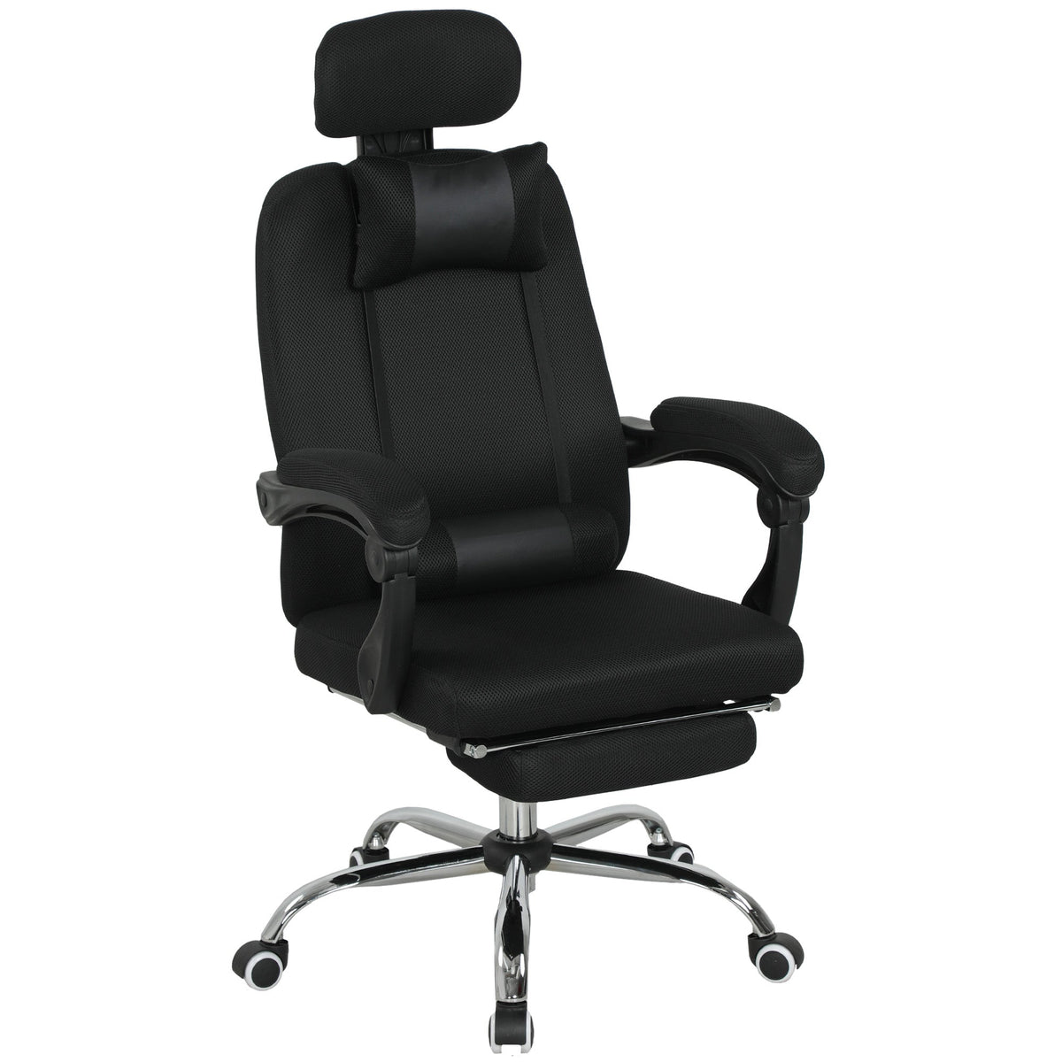 Chaise de bureau de direction ergonomique Brady à dossier haut avec repose-pieds et soutien lombaire - Noir