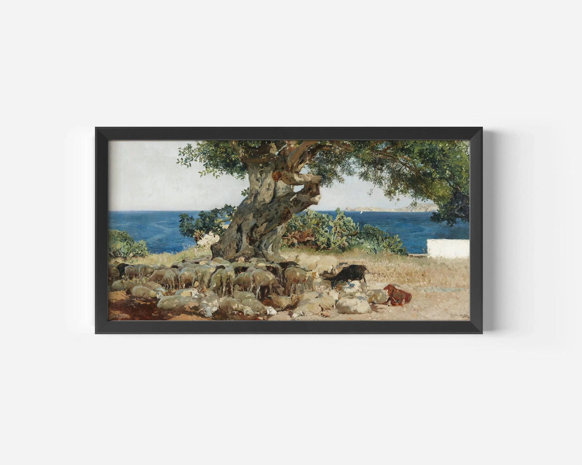 Sorolla Algarrobo Carob Tree Print: Impressionist Panoramic Art (2x1)