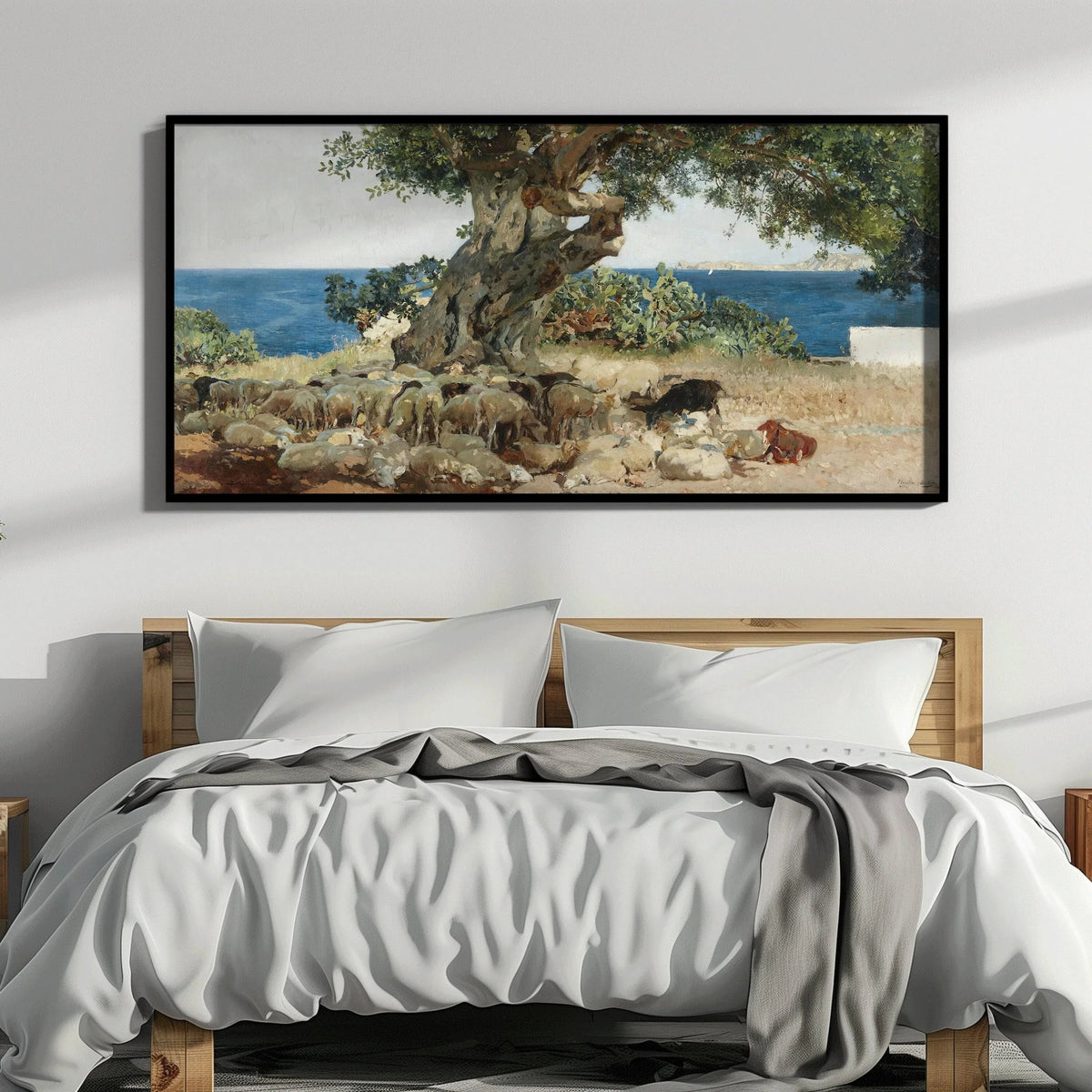 Sorolla Algarrobo Carob Tree Print: Impressionist Panoramic Art (2x1)
