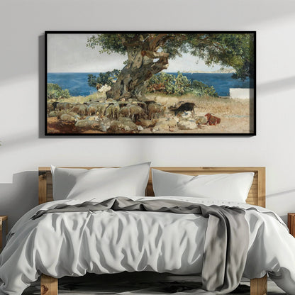 Sorolla Algarrobo Carob Tree Print: Impressionist Panoramic Art (2x1)
