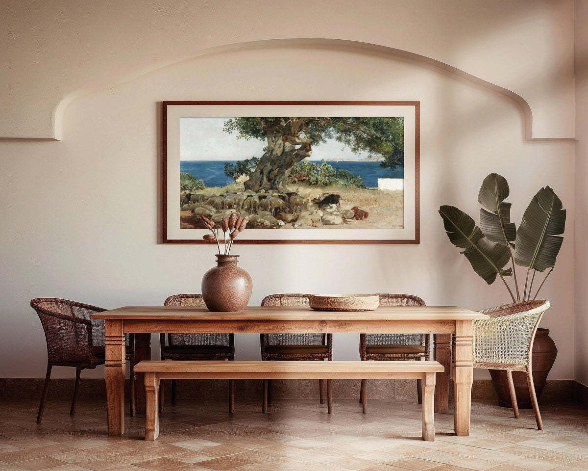 Sorolla Algarrobo Carob Tree Print: Impressionist Panoramic Art (2x1)