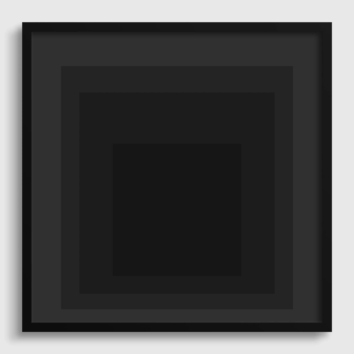 Josef Albers Inspired 'Angel' Giclee Print: Mid-Century Modern Art, Black Homage to the Square