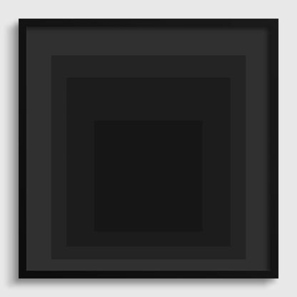 Josef Albers Inspired 'Angel' Giclee Print: Mid-Century Modern Art, Black Homage to the Square
