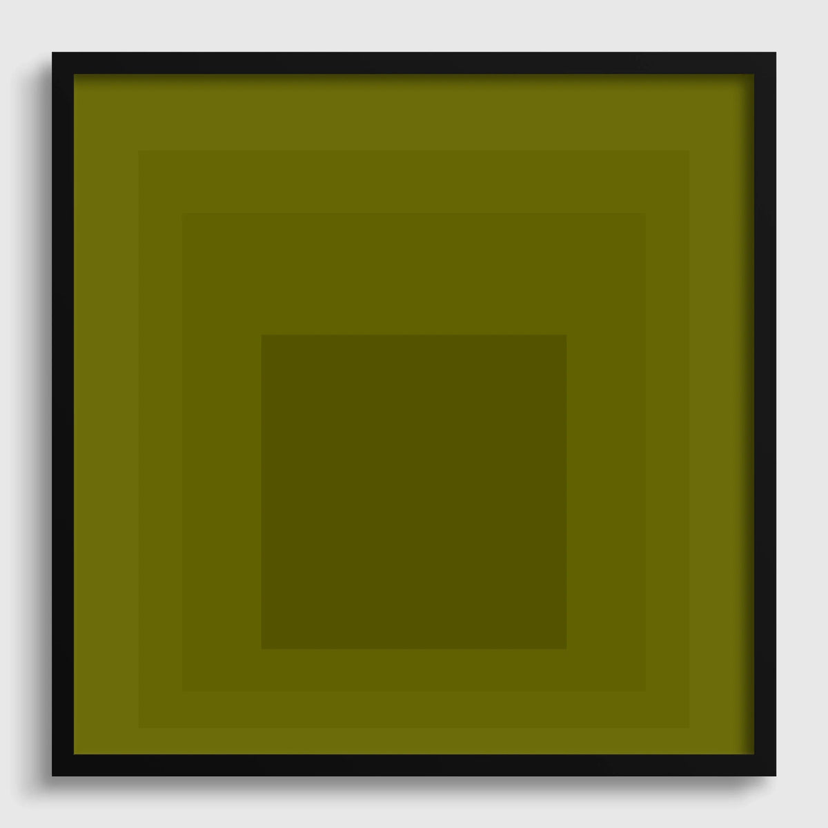 Josef Albers Inspired 'Homage to the Square' Giclee Print Mid-Century Modern Olive Green Art