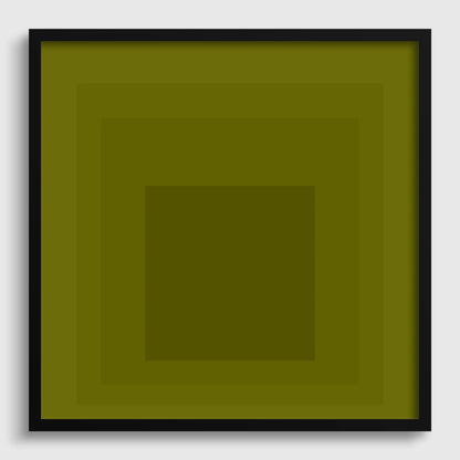 Josef Albers Inspired 'Homage to the Square' Giclee Print Mid-Century Modern Olive Green Art