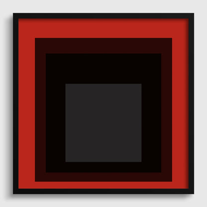 Josef Albers Inspired 'Sly' Giclee Print: Mid-Century Modern Red Square Art (1x1)