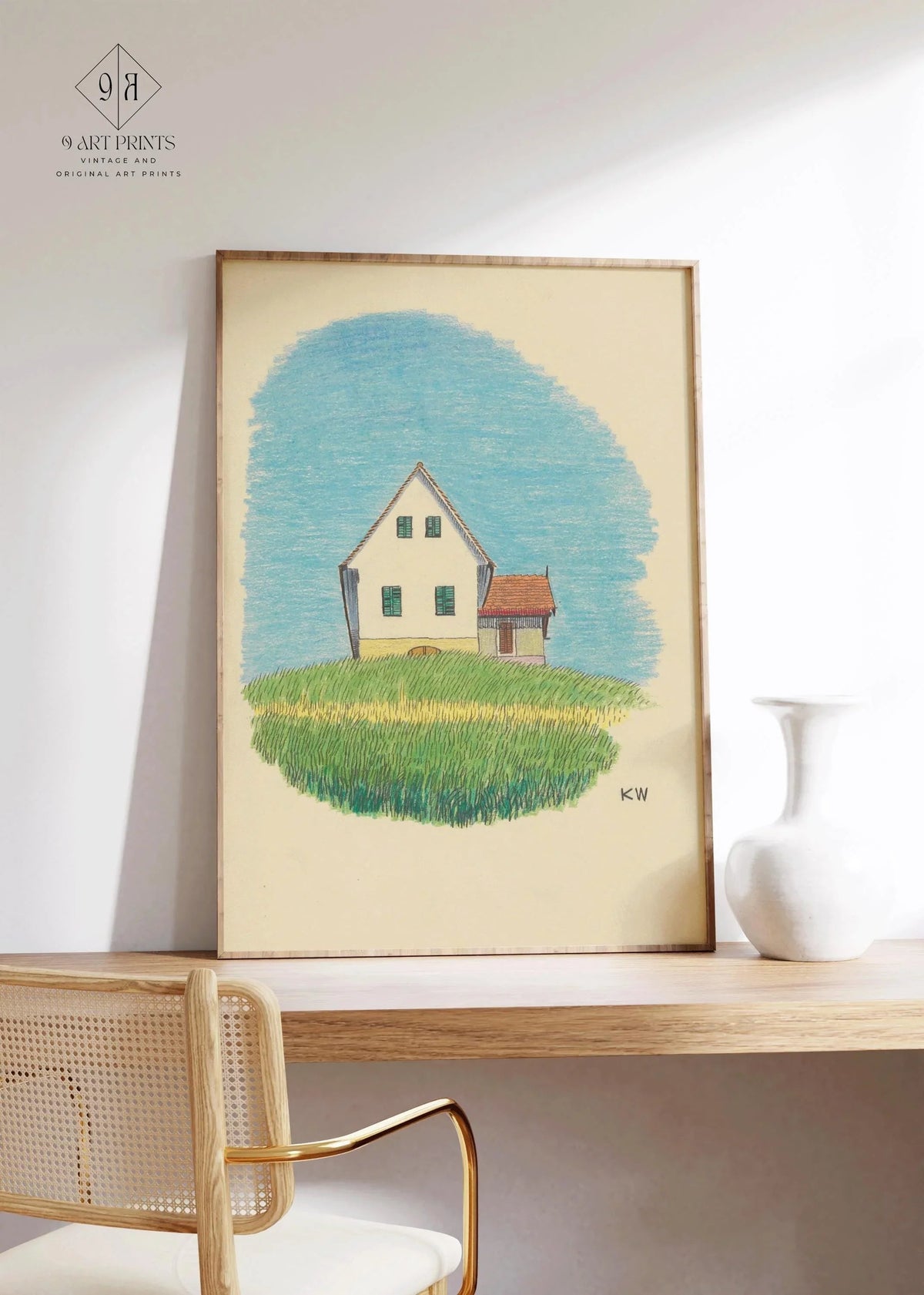 Karl Wiener House Print: Minimalist Cartoon Art, Giclee Fine Art