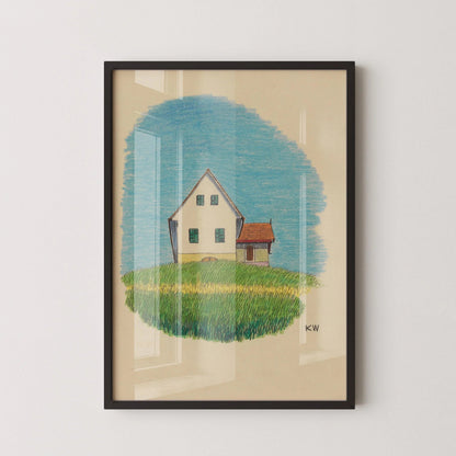Karl Wiener House Print: Minimalist Cartoon Art, Giclee Fine Art