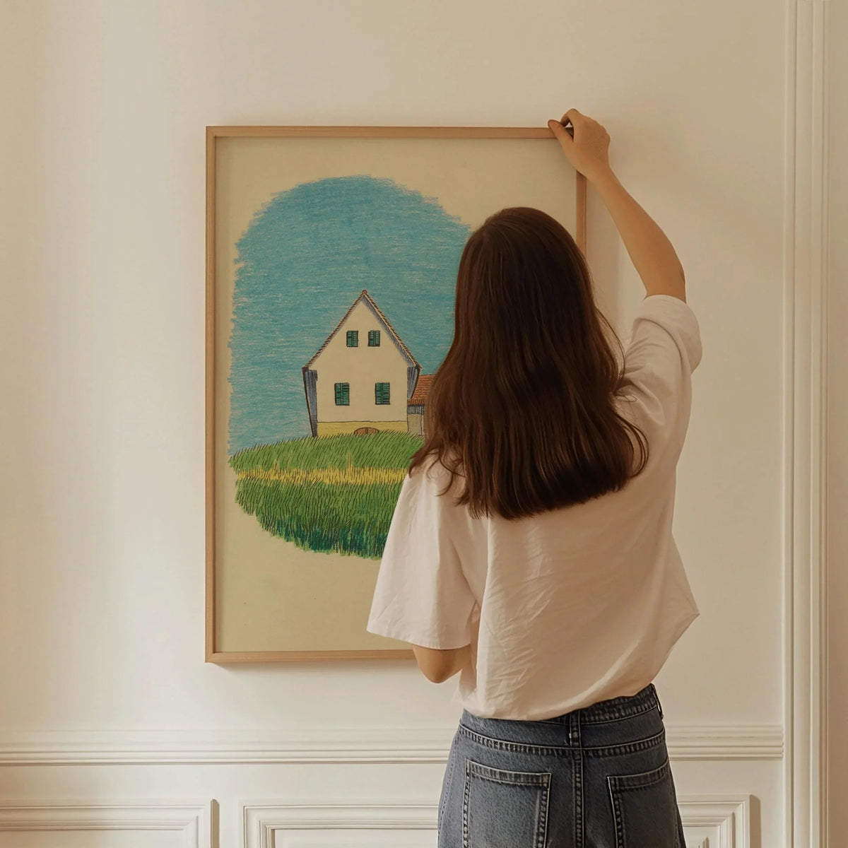 Karl Wiener House Print: Minimalist Cartoon Art, Giclee Fine Art