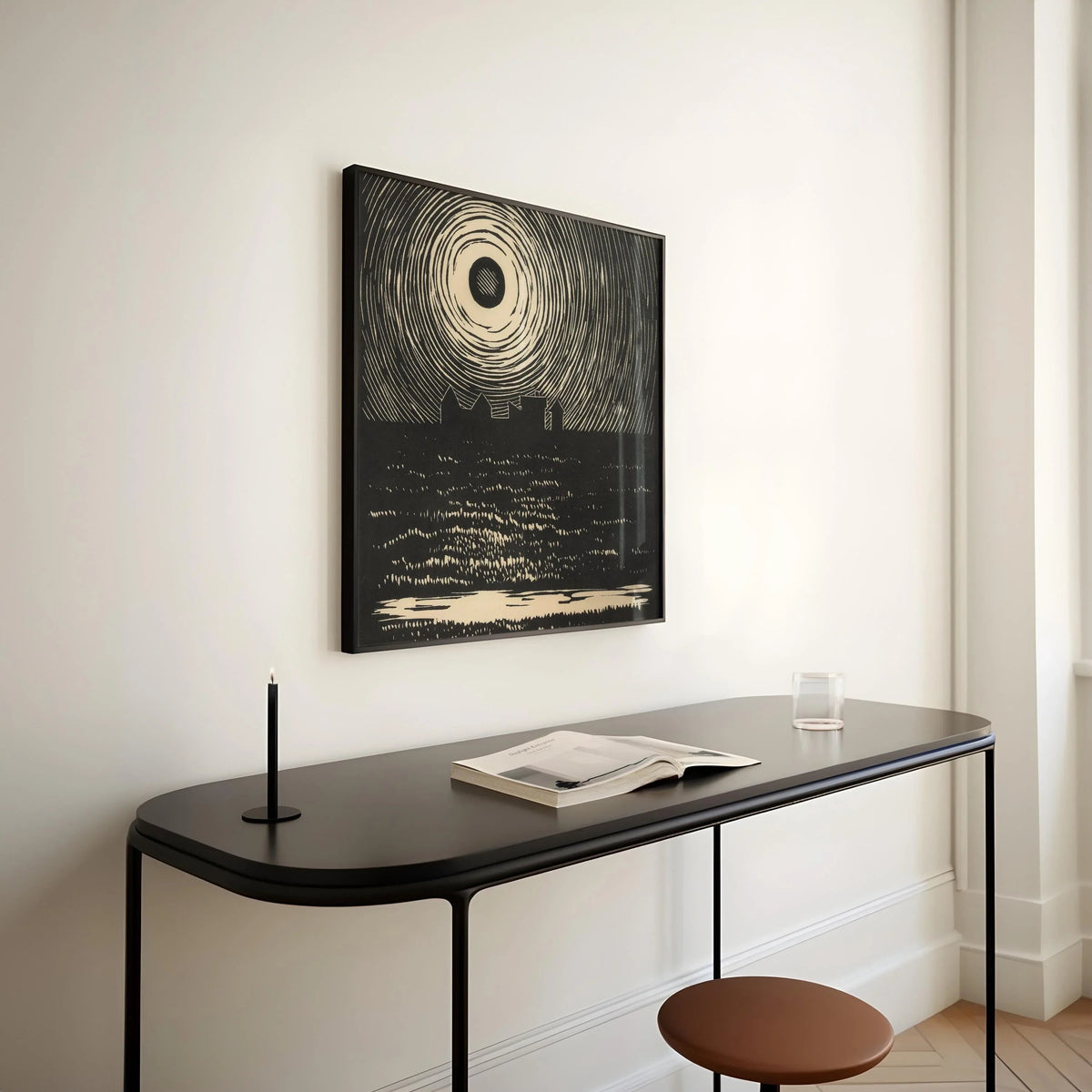 Karl Wiener Sunset Print: Black and White Sketch, Fine Art Giclee