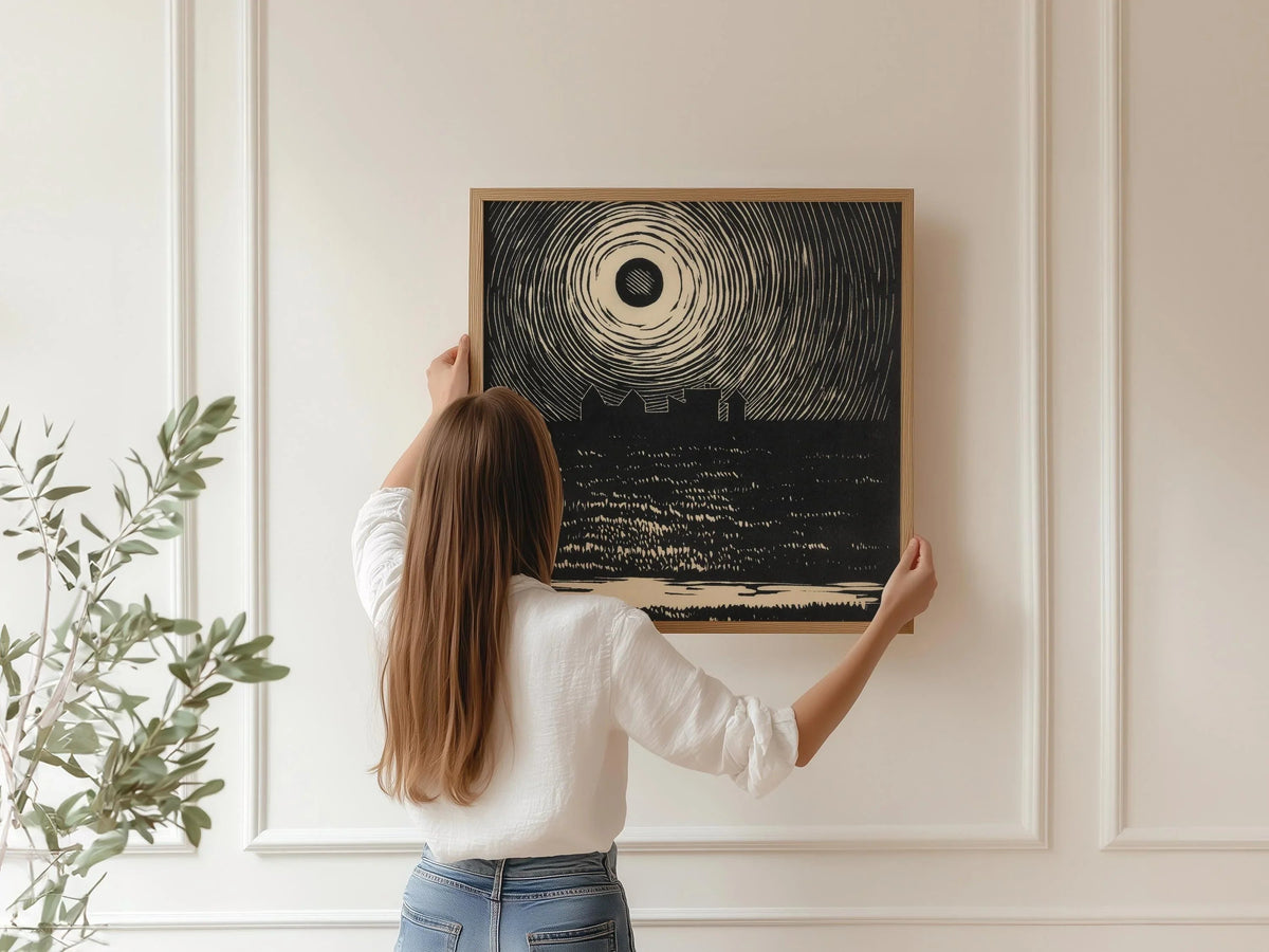 Karl Wiener Sunset Print: Black and White Sketch, Fine Art Giclee