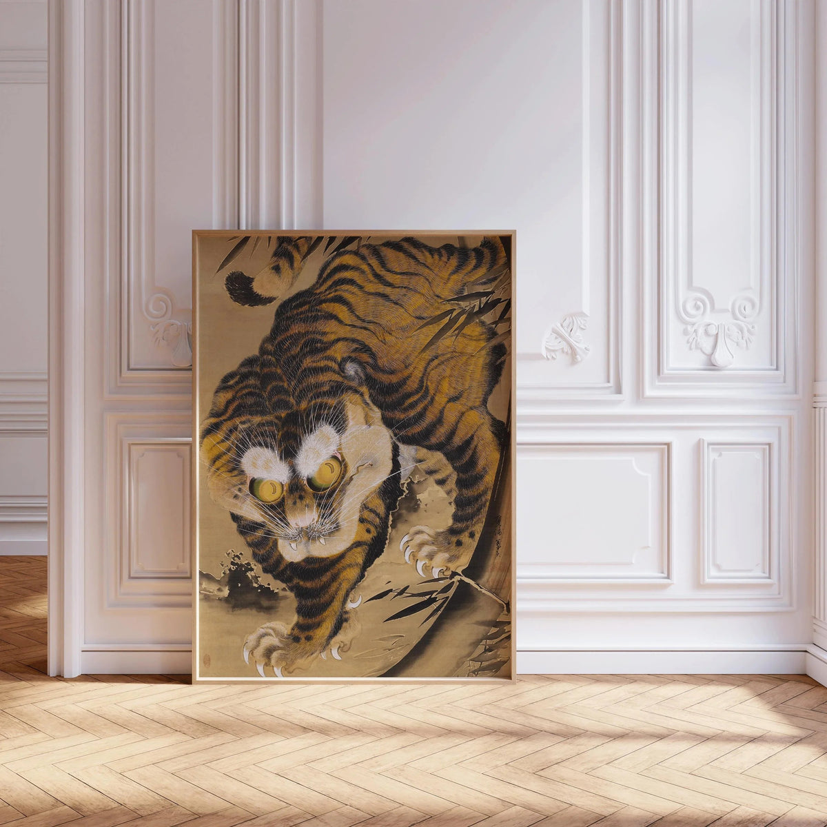 Impression d'art japonaise vintage Tigre : Katayama Yokoku gravure sur bois, Giclée sur papier Hahnemühle (Disponible encadrée)
