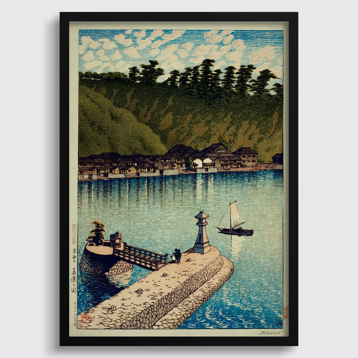 Kawase Hasui - Mihogaseki Bridge: Vintage Japanese Woodcut Giclee Print