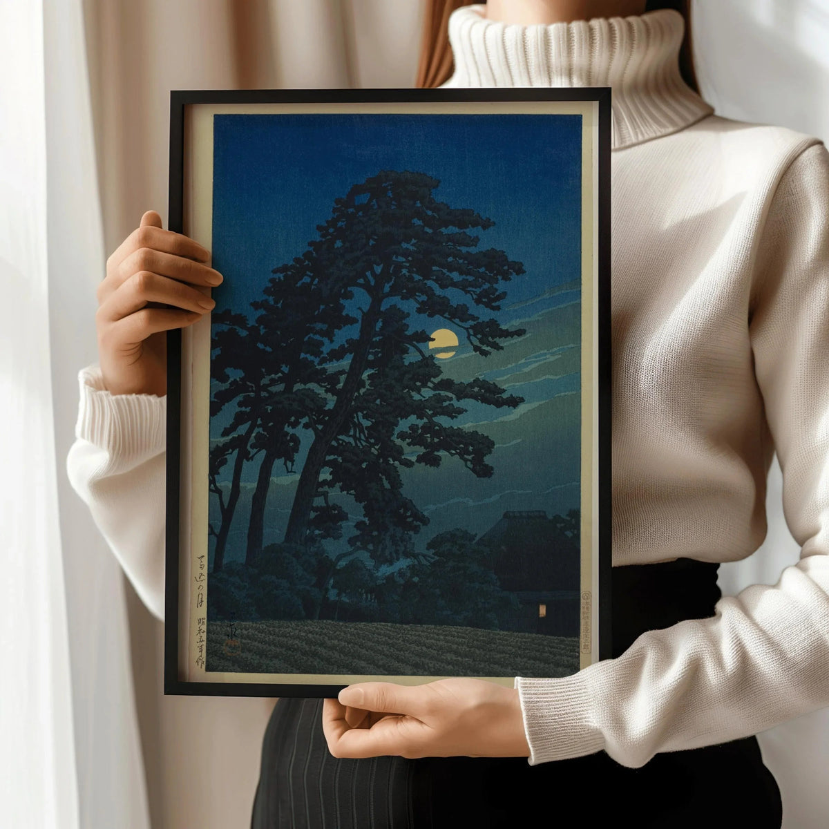 Kawase Hasui Moon at Umagome Print: Vintage Japanese Woodblock Art