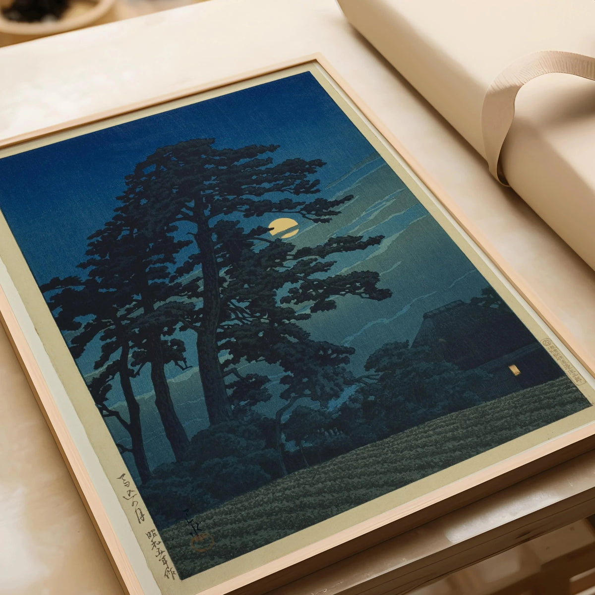 Kawase Hasui Moon at Umagome Print: Vintage Japanese Woodblock Art