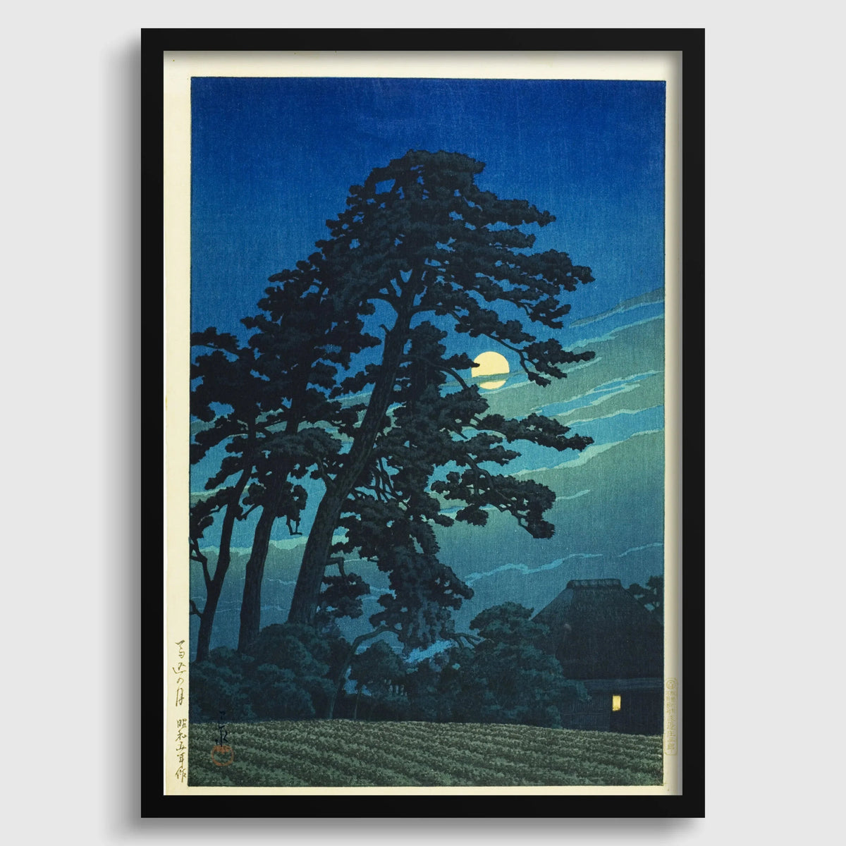 Kawase Hasui Moon at Umagome Print: Vintage Japanese Woodblock Art