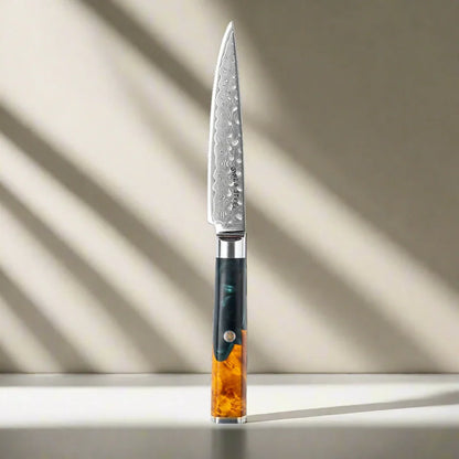 Kaze Katana Utility Knife 6″ | Damascus Steel by Ginza Steel