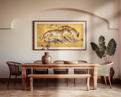 Japanese Tiger Art Print: Vintage Asian Panoramic Giclee