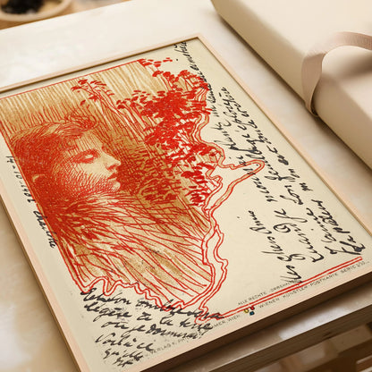 Koloman Moser - Postcard Sketch | Famous Vintage Exhibition Poster in Red (available handframed or unframed)