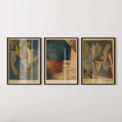 Kurt Schwitters Collage Art Print Set: Bauhaus Dadaism Style