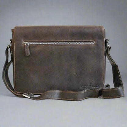 Sacoche en cuir pour ordinateur portable Greenwood. Sacoche Messager en cuir Pull-Up ciré de qualité supérieure