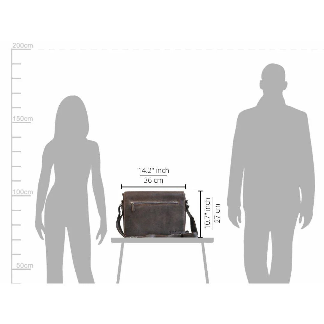 Sacoche en cuir pour ordinateur portable Greenwood. Sacoche Messager en cuir Pull-Up ciré de qualité supérieure