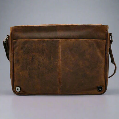 Sacoche en cuir pour ordinateur portable Greenwood. Sacoche Messager en cuir Pull-Up ciré de qualité supérieure