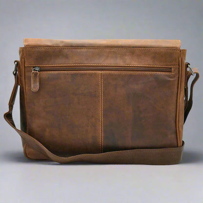 Sacoche en cuir pour ordinateur portable Greenwood. Sacoche Messager en cuir Pull-Up ciré de qualité supérieure