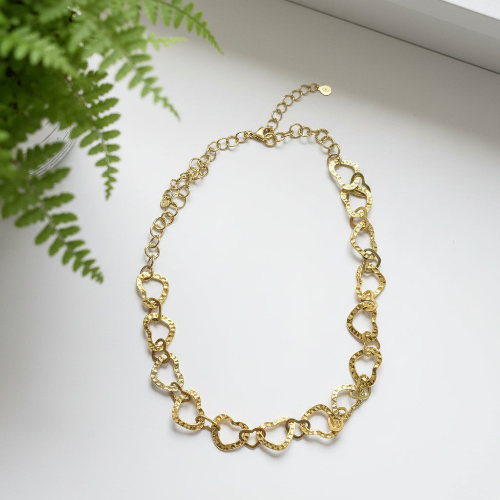 Collier Cœurs Entrelacés - Acier Inoxydable Doré